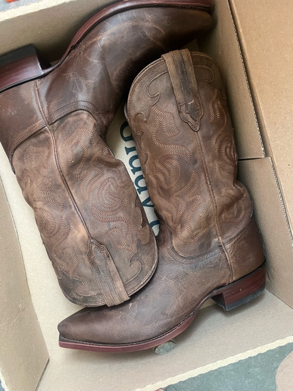 Tecovas Distressed Brown Leather Cowboy Boots NEW mens The Garrett